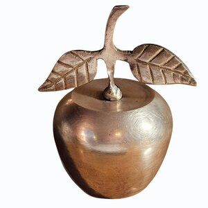 Small Solid Brass Apple Bell Vintage Desk Decoration Teacher Appreciation Gift